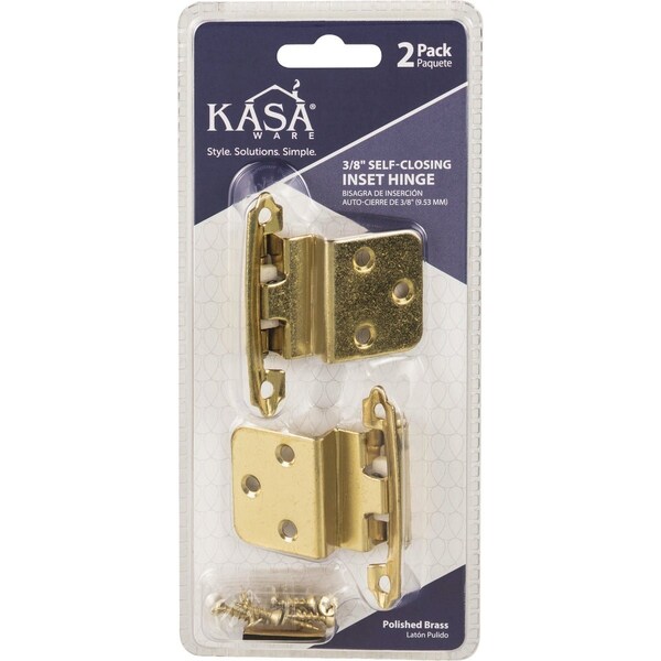 Hardware Resources KasaWare 3/8'' Polished Brass Self-Closing Inset Hinge, 2PK KFHI-A-PB2 - main