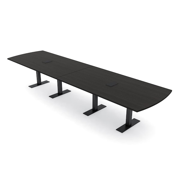 Skutchi Designs 14ft Conference Table W/ Power Unit | 14 Person Modular Arc Rectangle Meeting Table | Harmony Series HAR-AREC-48X168-T.BK-U999ST19-EBLK - main