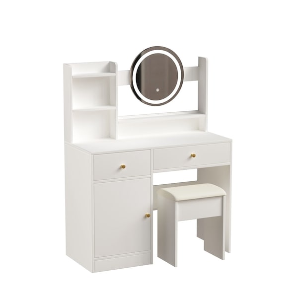 Homeroots 35" White Wood Lighted Two Drawer Dresser 714280 - main