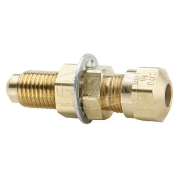 Dixon Air Brake Bulkhead Union, 1/2 in x 11/16-20, Tube x Straight Thread, Brass, Domestic 62NFBH8 - main