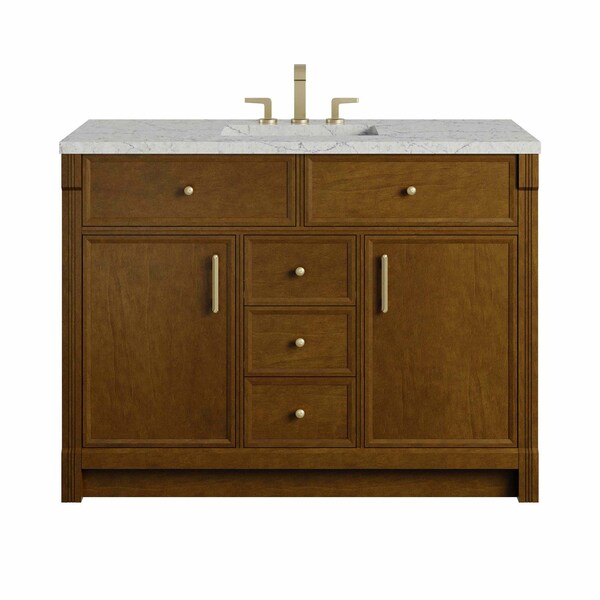 James Martin Vanities Bellshire 48" Single Vanity, Honey Oak w/ 3 CM Eternal Jasmine Pearl Silestone Top 660-V48-HNO-3EJP - main