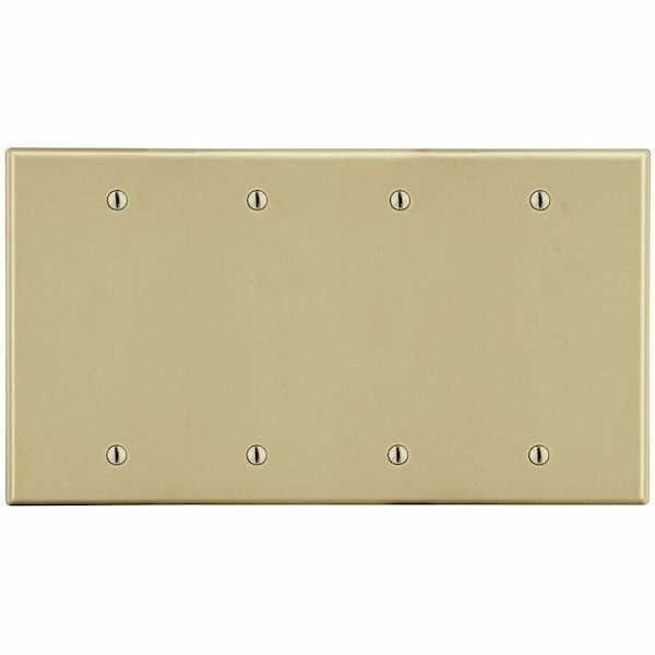 Hubbell Wiring Device-Kellems Wallplate, 4-Gang, 4 Box Mount Blank, Ivory P43I - main