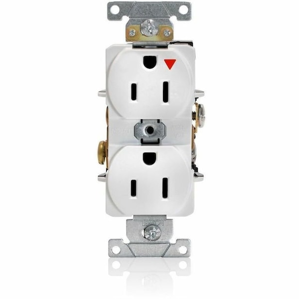 Leviton Straight Blade Receptacle, 5-15R, 15 A, 125V AC, 2 Pole, 3 Wire, Flush Mount, Single, White 5262-IGW - main