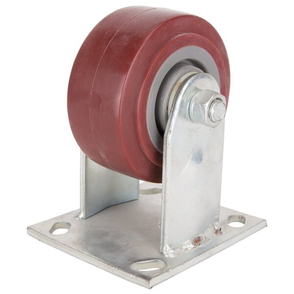 Prosource Rigid Caster, 4 in Dia Wheel, 2 in W Wheel, PU Wheel, Gray, 350 lb, Steel Housing Material JC-P01 - main