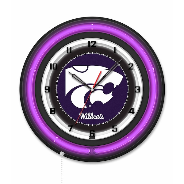 Holland Bar Stool Kansas State University 19 Double Neon Wall Clock Clk19BK - main