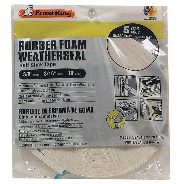 Thermwell Products 0.37 x 0.31 x 10 ft. White Foam Weatherstrip Tape 453928608 - main