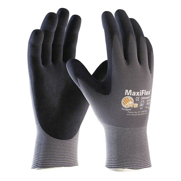 Pip Coated Gloves, Nitrile, Sandy, 3/4 Dip, 4 Abrasion Level, Black/Gray, 2XL 1 PR 34-874V/XXL - main