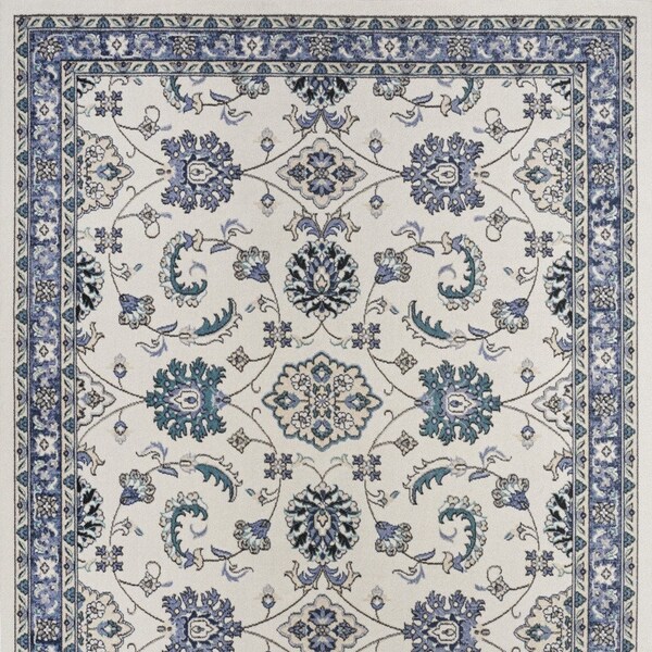 Homeroots 9' X 12' Ivory And Blue Floral Indoor Outdoor Area Rug 573193 - main