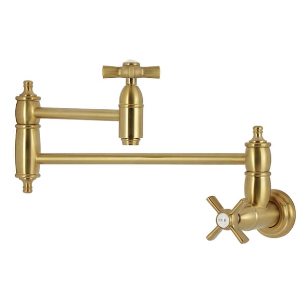 Kingston Brass Wall Mount Pot Filler Faucet, Brushed Brass KS3107ZX - main