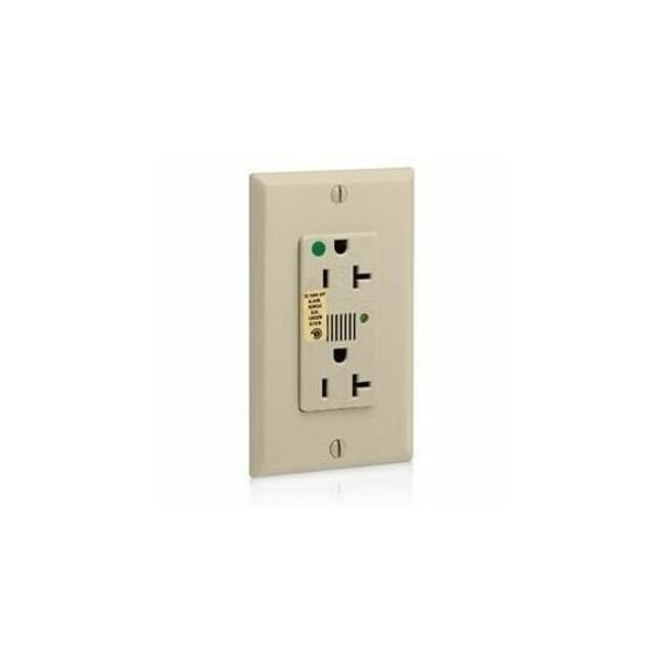 Leviton Straight Blade Receptacle, 5-20R, 20 A, 125V AC, 2 Pole, 3 Wire, Flush Mount, Single, Ivory 8380-I - main