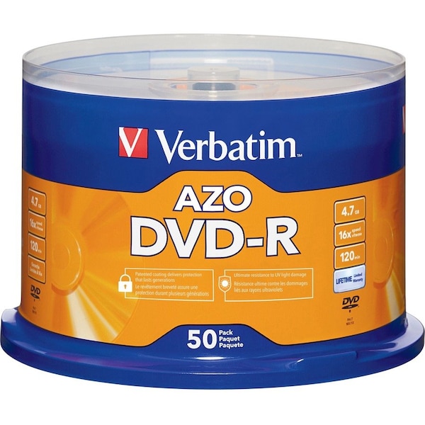 Verbatim Americas DVD-R 4.7GB 16X BRANDED SURFACE 50PK 95101 - main