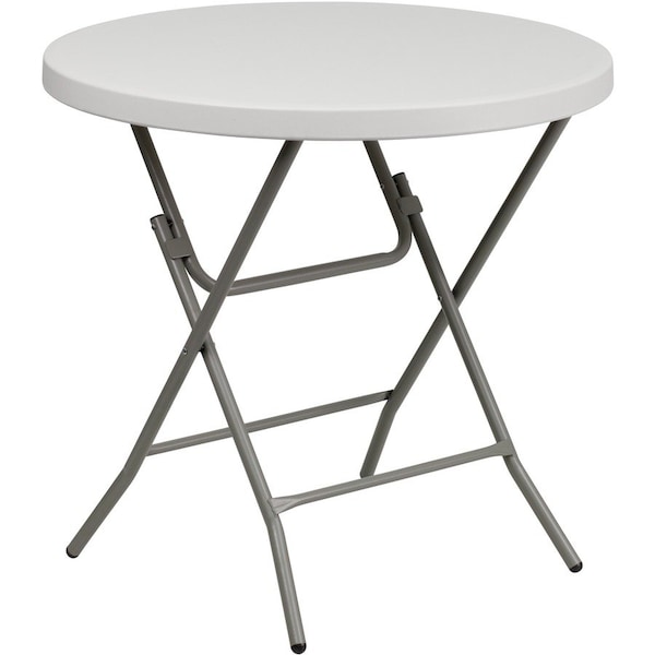 Flash Furniture Round Folding Table, Plastic Top, White RB-32R-GW-GG - main