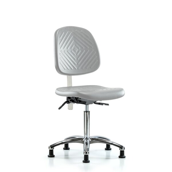 Blue Ridge Ergonomics Class 10 Poly Clean Room Chair-Medium Bench Height with Medium Back & Stationary Glides in Gray Poly NCR-PMBCH-MB-CR-T0-A0-NF-RG-GRY - main