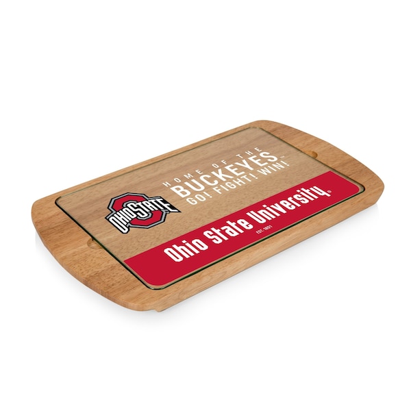 Picnic Time Family Of Brands NCAA Ohio State Buckeyes Billboard Glass Top Cheese Board - Charcuterie Boards, Parawood 911-01-505-444-0 - main