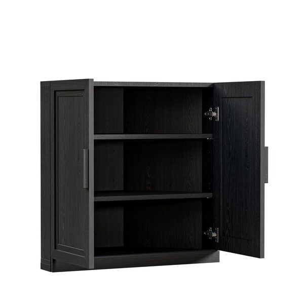 Homeroots Set Of Four Black Wood Corner Accent Cabinet With Two Doors 712122 - main