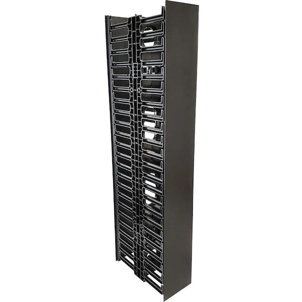 Quest Mfg Vertical Dual Large Finger Duct With Hinged Covers for Open Racks, 240-340 Cables, 22.5U, Black VF-04-240DH - main