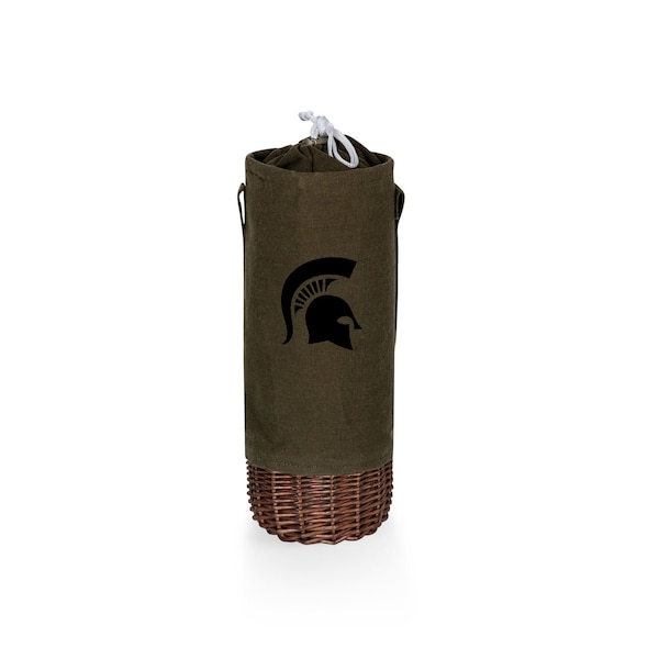 Picnic Time Family Of Brands NCAA Michigan State Spartans Malbec Insulated Canvas and Willow Wine Bottle Basket 201-00-140-354-0 - main