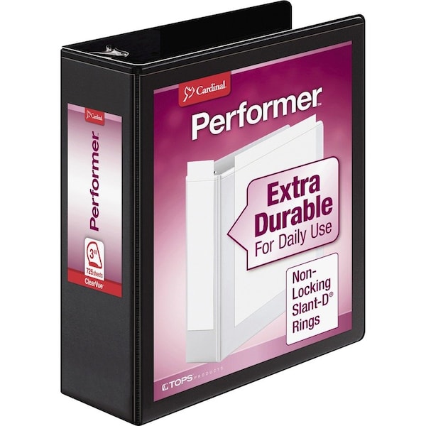 Cardinal Performer ClearVue SlantD Ring Binder, Black CRD17601 - main