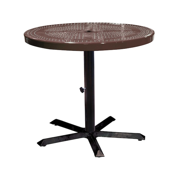 Leisure Craft 36" Round Perforated Pedestal Table, Portable, 30"H, Brown 36TAB30-BROWN - main