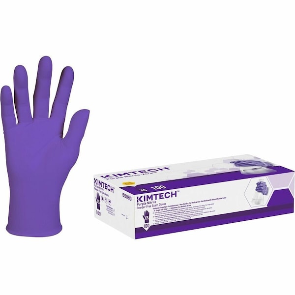 Ansell Purple Nitrile, Nitrile Exam Gloves, 6 mil Palm, Beaded Cuff, Powder-Free, XS, 1000 PK, Purple 55080 - main