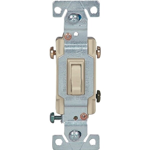 Eaton Wiring Devices Toggle Switch, 15 A, 120 V, Polycarbonate Housing Material, Ivory 1303-7V - main