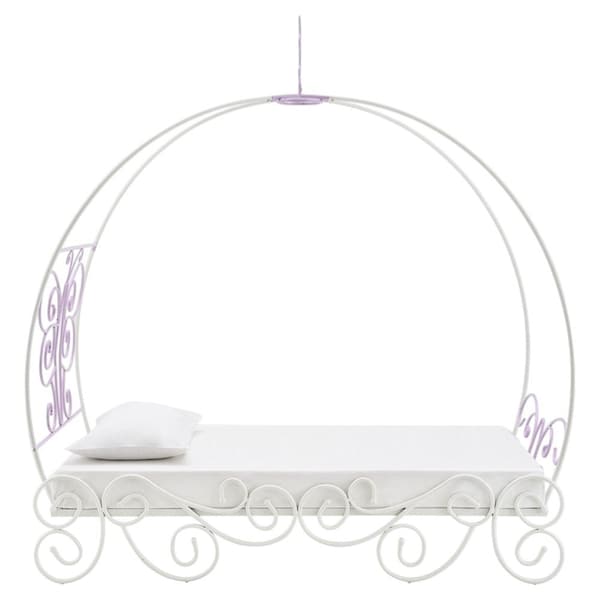 Homeroots Purple and White Metal Canopy Bed Frame 285577 - main