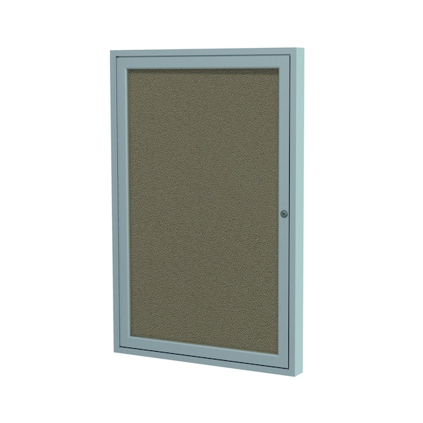 Ghent 1 Door Enclosed Fabric Bulletin Board, Satin Aluminum Frame, 3'H x 2''W, Taupe PA13624F-96 - main