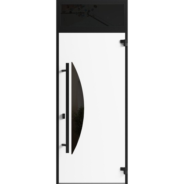 Vdomdoors Front Exterior Prehung Steel Door Ronex1077 Teak Transom Window Sidelite Entry Metal Modern Painted RONEX1077EXD-OAK-W36 x H80+16-LH-I - main
