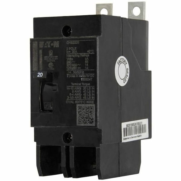 Eaton Miniature Circuit Breaker, GHB Series, 20A, 2 Pole, 277/480V AC, 14kA at 277/480V AC GHB2020 - main