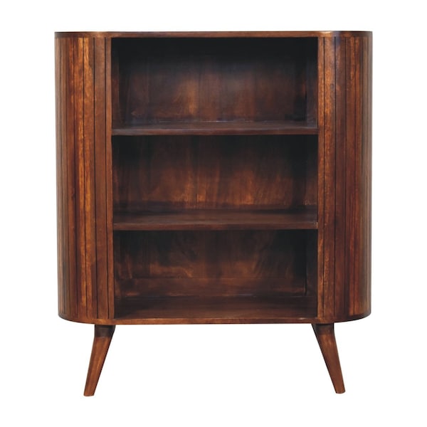 Homeroots 39" Chestnut Solid Wood Three Tier Bookcase 654265 - main