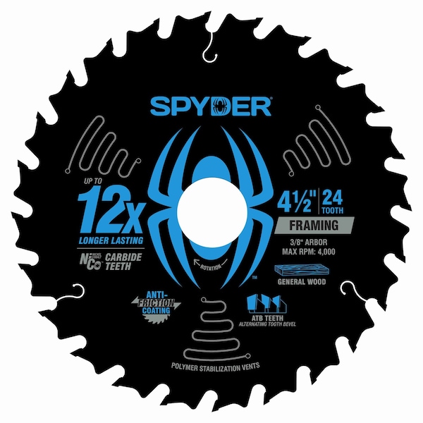 Spyder 4-1/2-Inch 24-Tooth Saw Blade for Framing 13094 - main