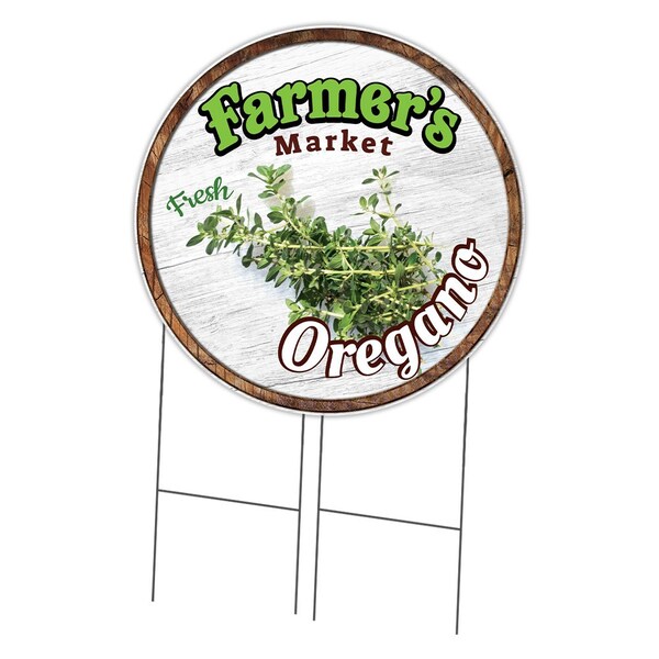 Signmission Farmers Market Oregano Double Sided Corrugated Plastic Circle Yard Sign, C-36-CIR-DS-WS-Oregano C-36-CIR-DS-WS-Oregano - main