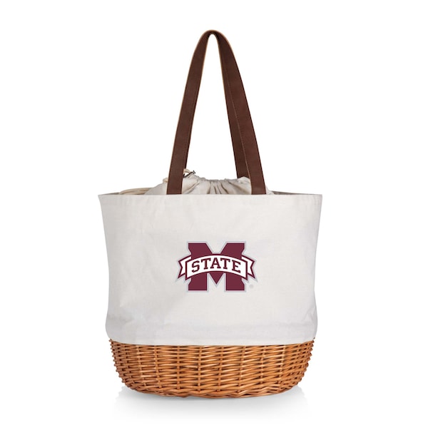 Picnic Time Family Of Brands NCAA Mississippi State Bulldogs Coronado Canvas and Willow Basket Tote - Picnic Bag 203-00-187-384-0 - main