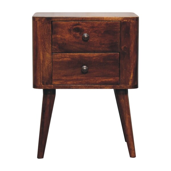 Homeroots 24" Brown Solid Wood Square Two Drawer Nightstand 651828 - main