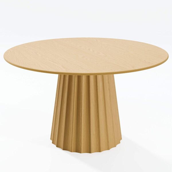 Homeroots 52" Brown Solid Wood Pedestal Base Round Top Dining Table 721023 - main