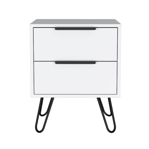 Homeroots 22" White Two Drawer Faux Wood Nightstand 478279 - main