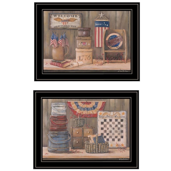 Homeroots Set Of Two Sweet Land of Liberty 3 Black Framed Print Wall Art, 2PK 407144 - main