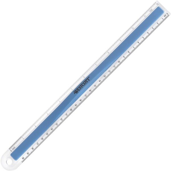 Westcott Rulers, 12" Plastic Ruler with Rubber Finger Grip, Asst. 15501 - main