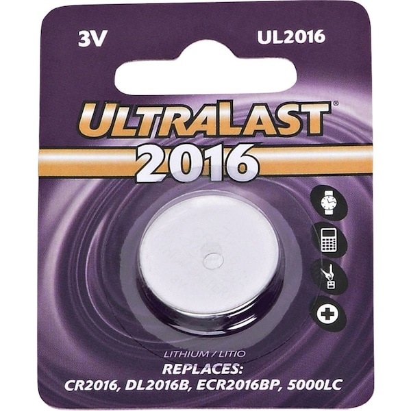 Dantona NABC UltraLast UL2016 Lithium Button General Purpose Battery - 3V DC UL2016 - main