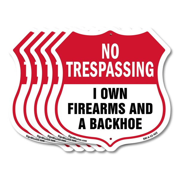 Signmission No Trespassing Shield Sign I Own Firearm, 12 inch X 12 inch, Aluminum Metal Sign, 5PK SHI-A-5Pack-12-422 - main