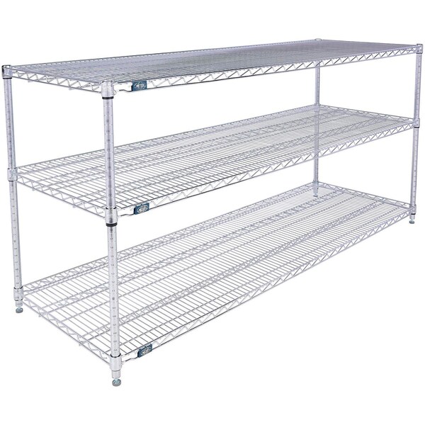 Global Industrial Nexel 3 Shelf, Stainless Steel Wire Shelving Unit, Starter, 72"W x 14"D x 34"H B3149688 - main