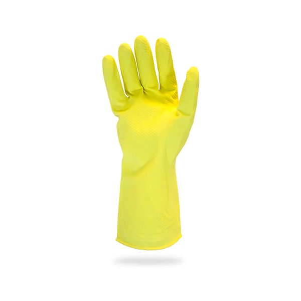 Safety Zone Flock Lined Latex 18 mil Gloves - Yellow, Med - Case of 120 GRFY-MD-1S - main
