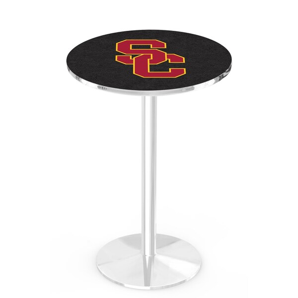 Holland Bar Stool Co 36" Chrome USC Trojans Pub Table, 36" dia. Top L214C3636SouCal - main