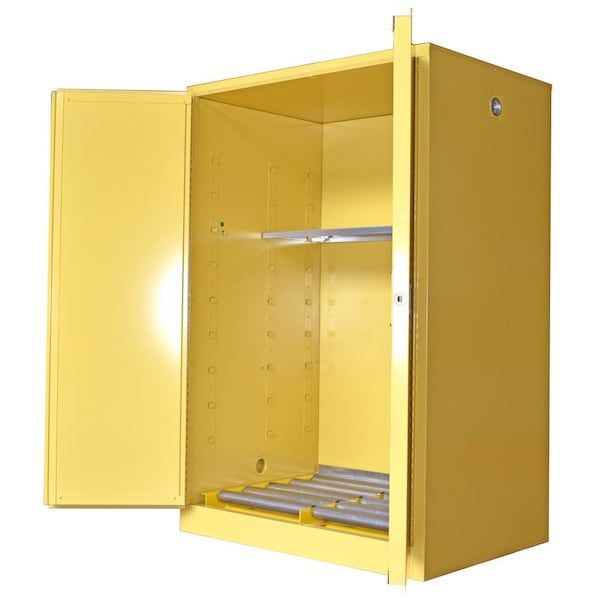 Securall Flammable Drum Storage Cabinet, 75 Gallon, 1 Shelves, 43 in W x 65 in H x 31 in D, Yellow V175 - main