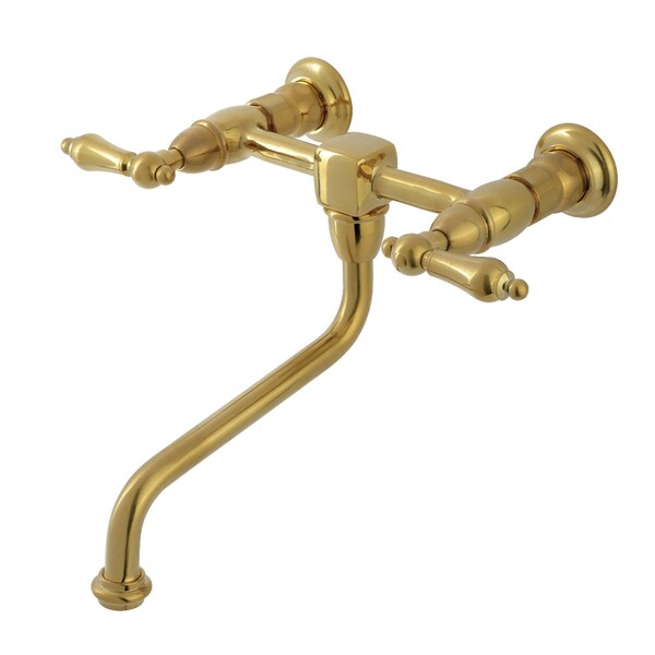 Kingston Brass Double-Handle Wall Mount Bathroom Faucet, Brushed Brass KS1217AL - main