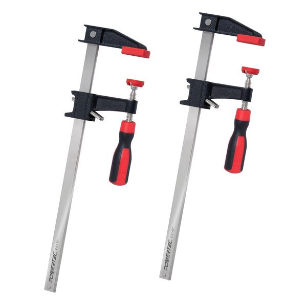 Powertec 12 in. Steel Bar Clamps w/ 600 lbs Loads Limit & 2-1/2 in. Throat, Quick-Release F Clamp, 2PK 71918N - main