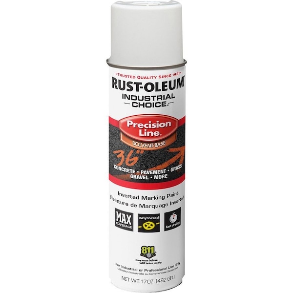 Rust-Oleum Industrial Choice M1600 System Solvent-Based Precision Line Marking Paint, Flat White, 17 oz, 12PK 203030V - main