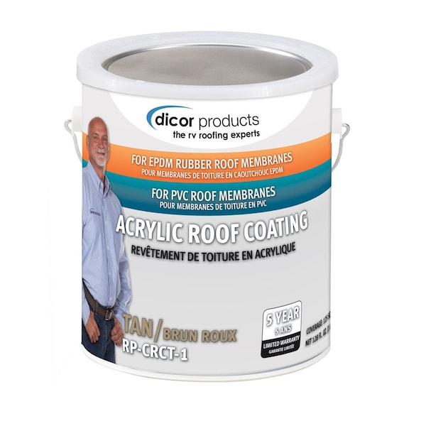 Dicor Use To Protect And Beautify Previously Coated RV Roofs, For (EPDM) Rubber Roof, Covers 125 SqrFt, Tan RP-CRCT-1 - main