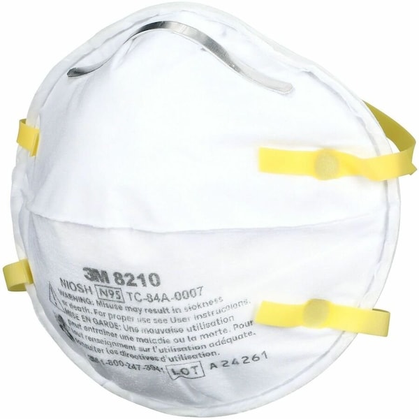3M N95 Disposable Respirator, 8210, Dual Headstrap, Particulate Respirator, Nose Clip, PK20 8210 - main