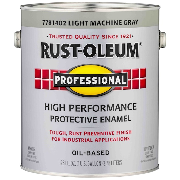 Rustoleum. Professional DTM Alkyd Protective Enamel, Light Machine Gray, Gloss, 1 Gallon 7781402 - main